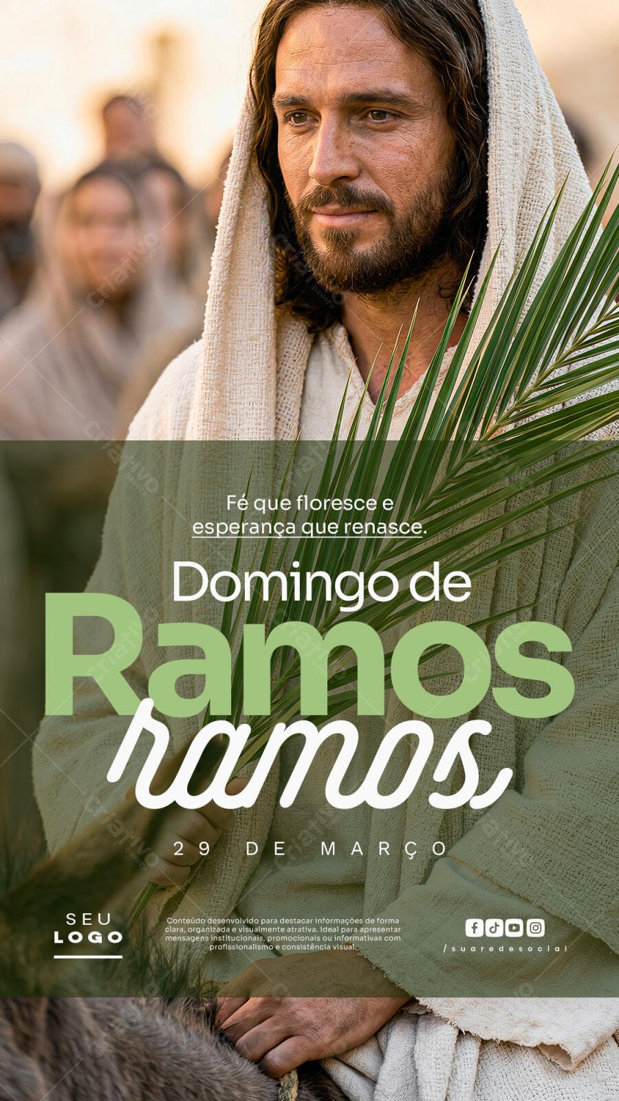 Post Instagram Domingo de Ramos Março PSD Editável