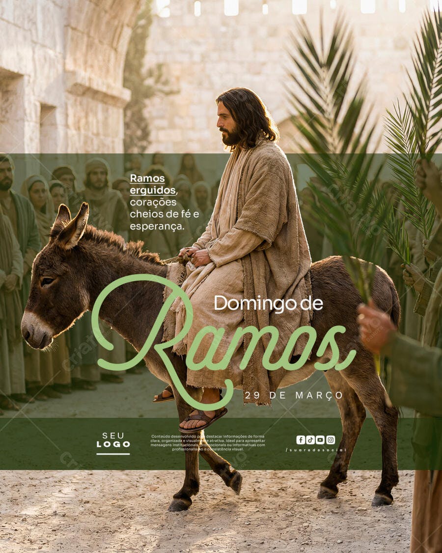 Post Instagram Domingo de Ramos Março PSD Editável