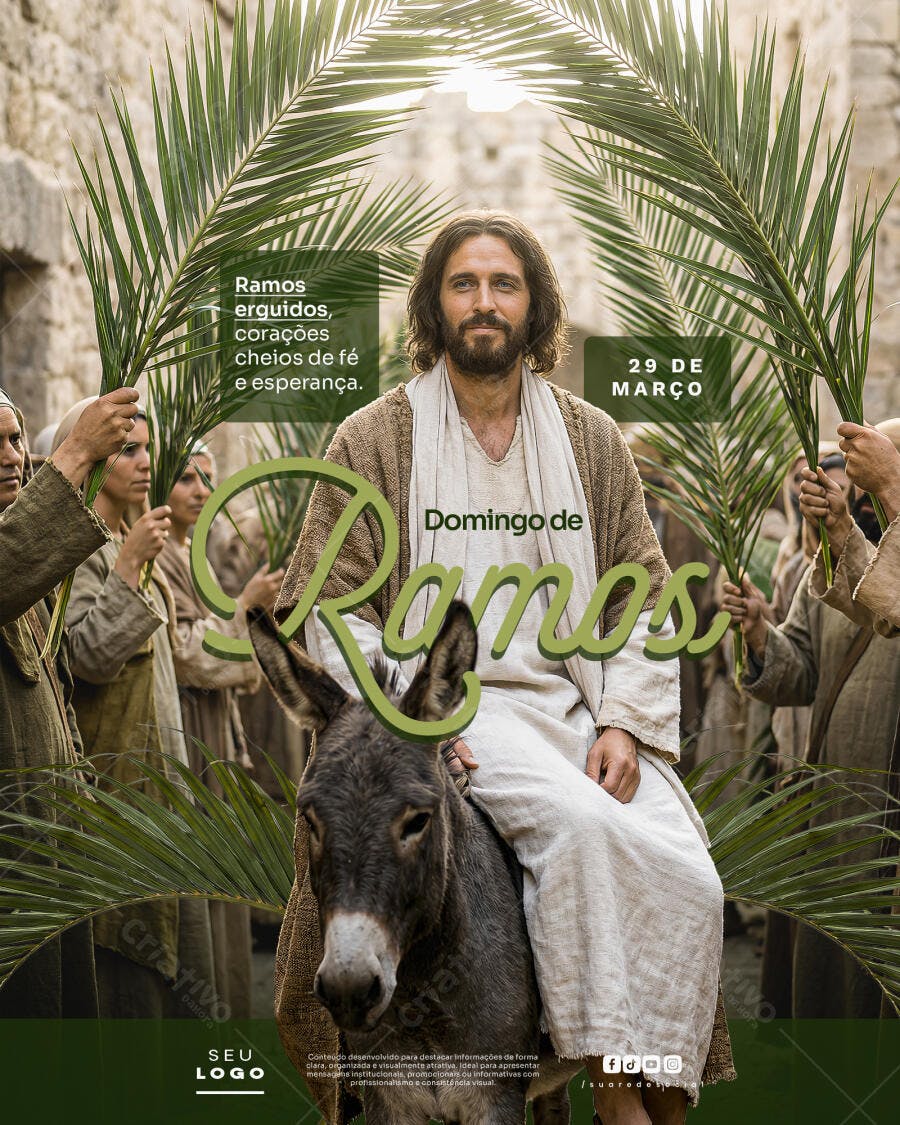 Post Instagram Domingo de Ramos Março PSD Editável