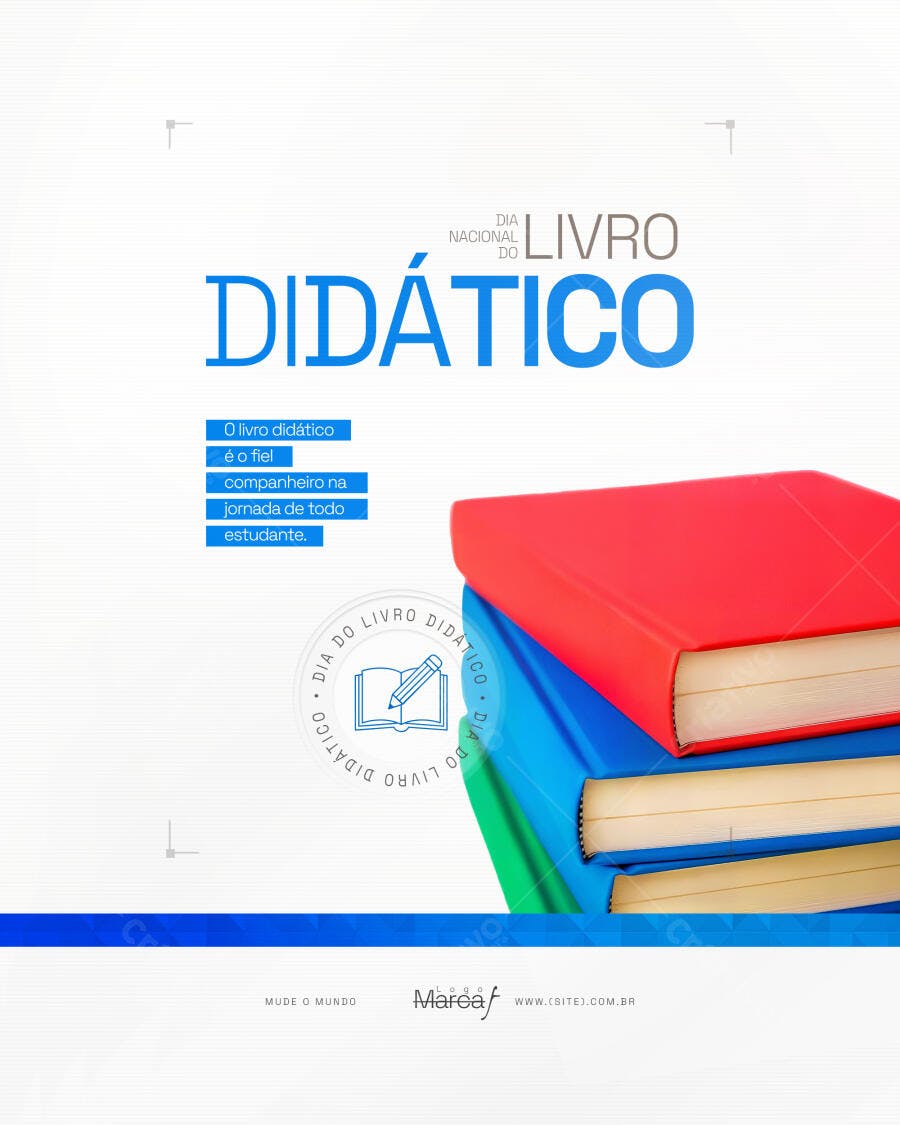 Post Dia Nacional do Livro Didático Educação PSD Editável