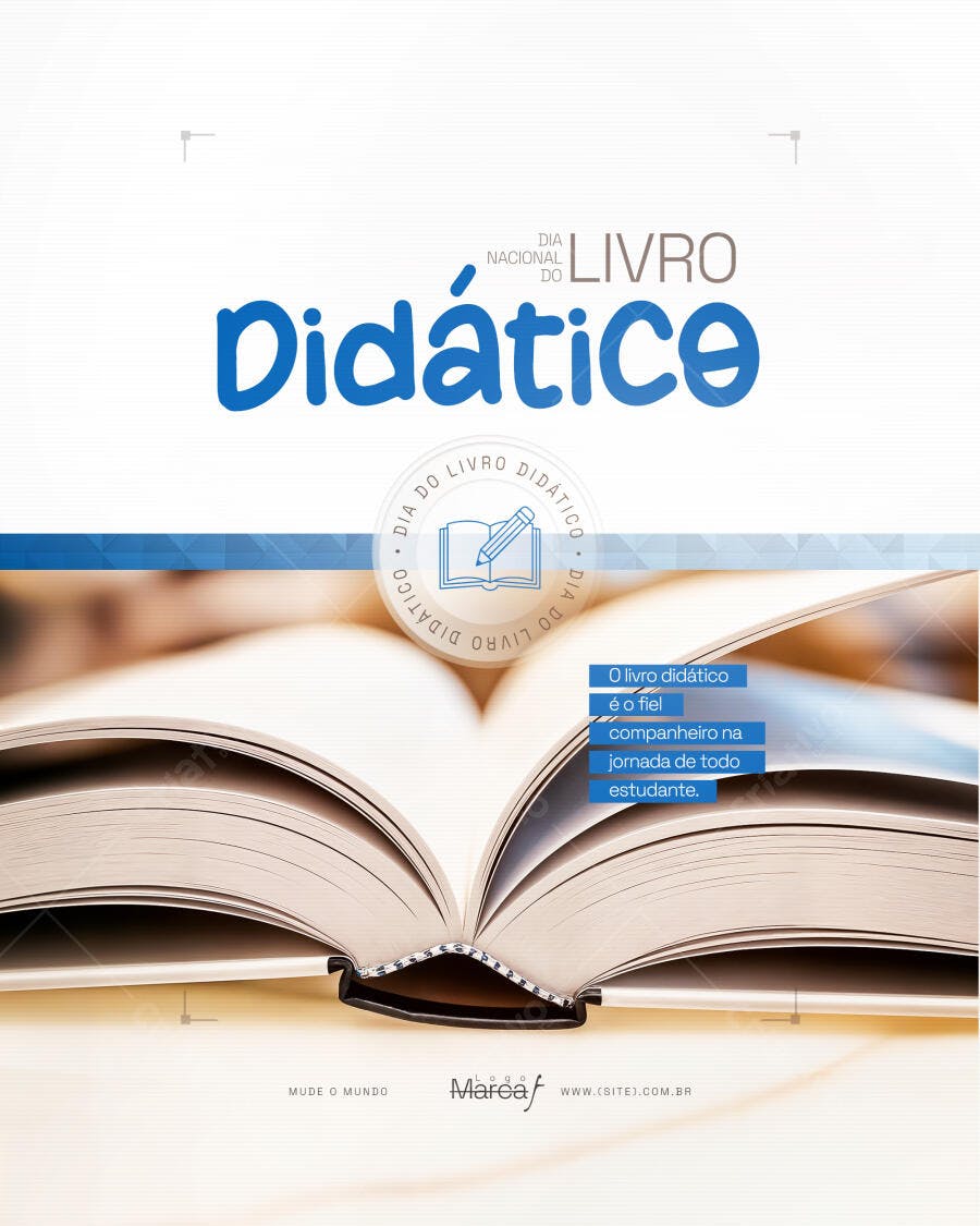 Flyer Dia Nacional do Livro Didático PSD Editável