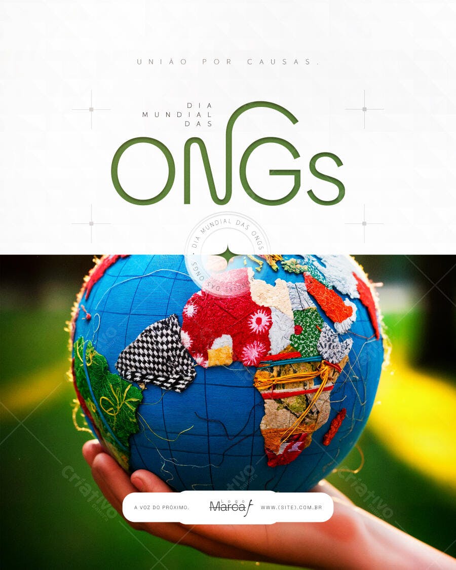 Post Dia Mundial das ONGs União por Causas PSD Editável