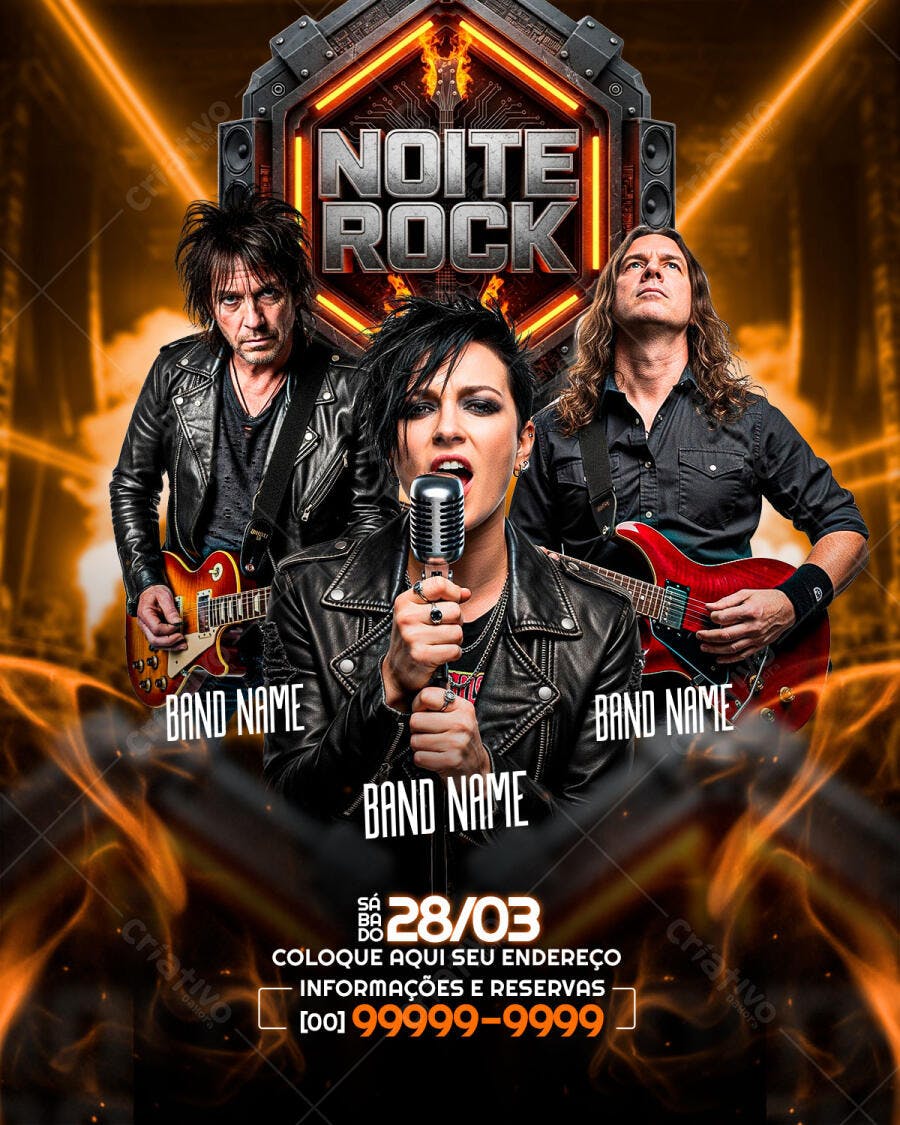 Flyer Noite Rock Show Musical PSD Editável