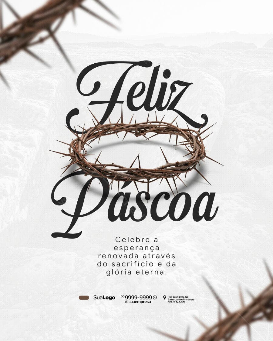 Post Instagram Páscoa Coroa de Espinhos PSD Editável