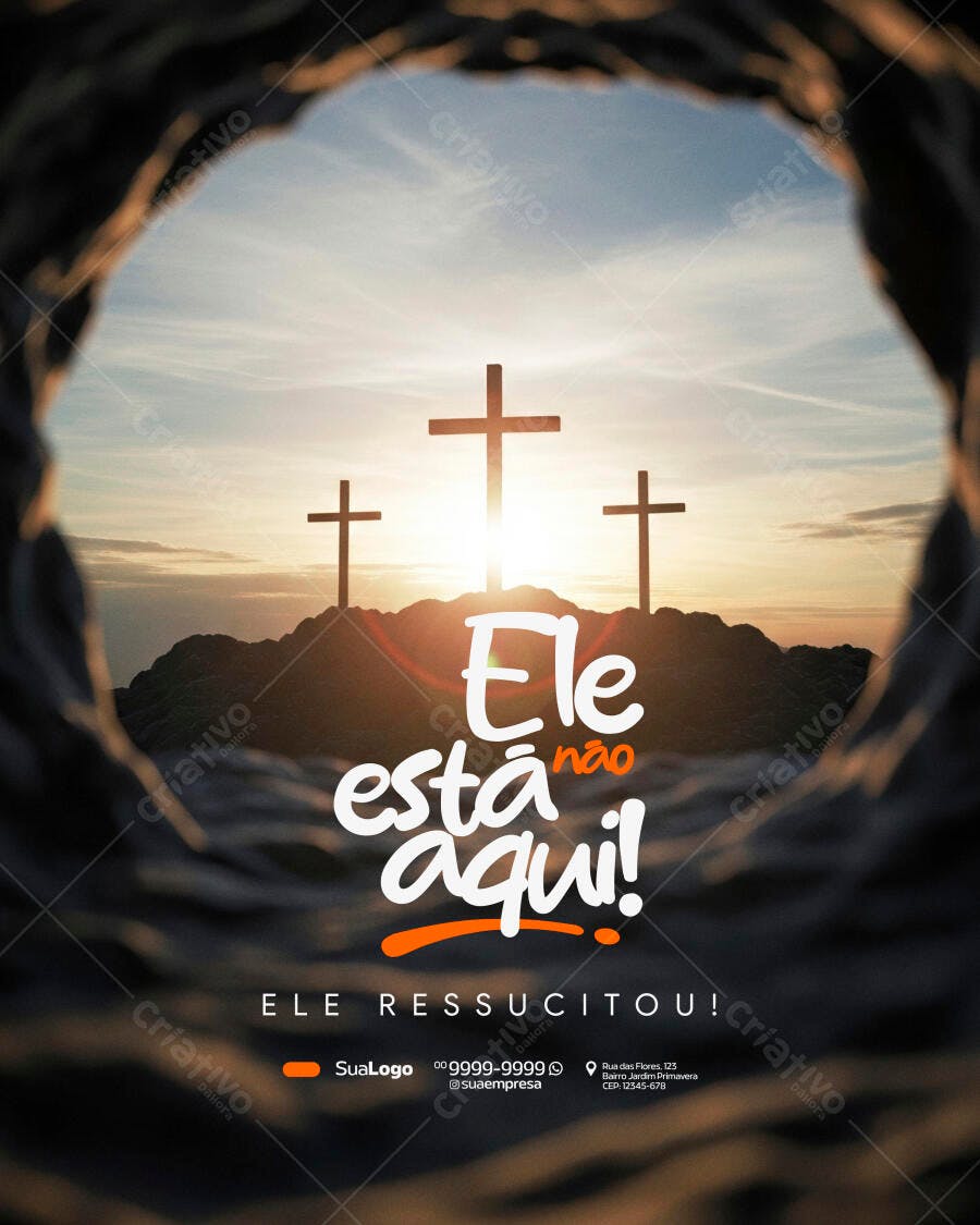 Post Instagram Páscoa Ressurreição Jesus PSD Editável