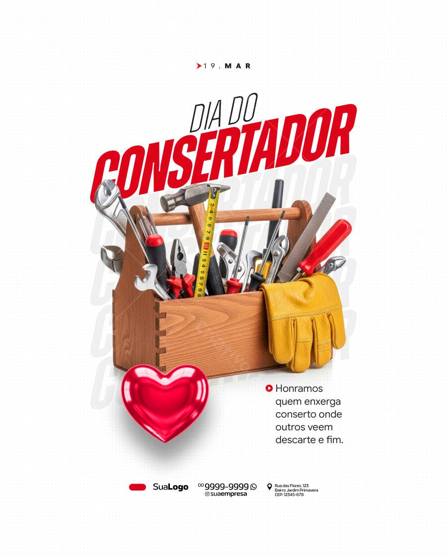 Post Instagram Dia do Consertador 19 de Março PSD Editável