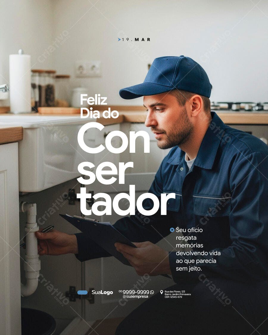 Post Instagram Dia do Consertador 19 de Março PSD Editável