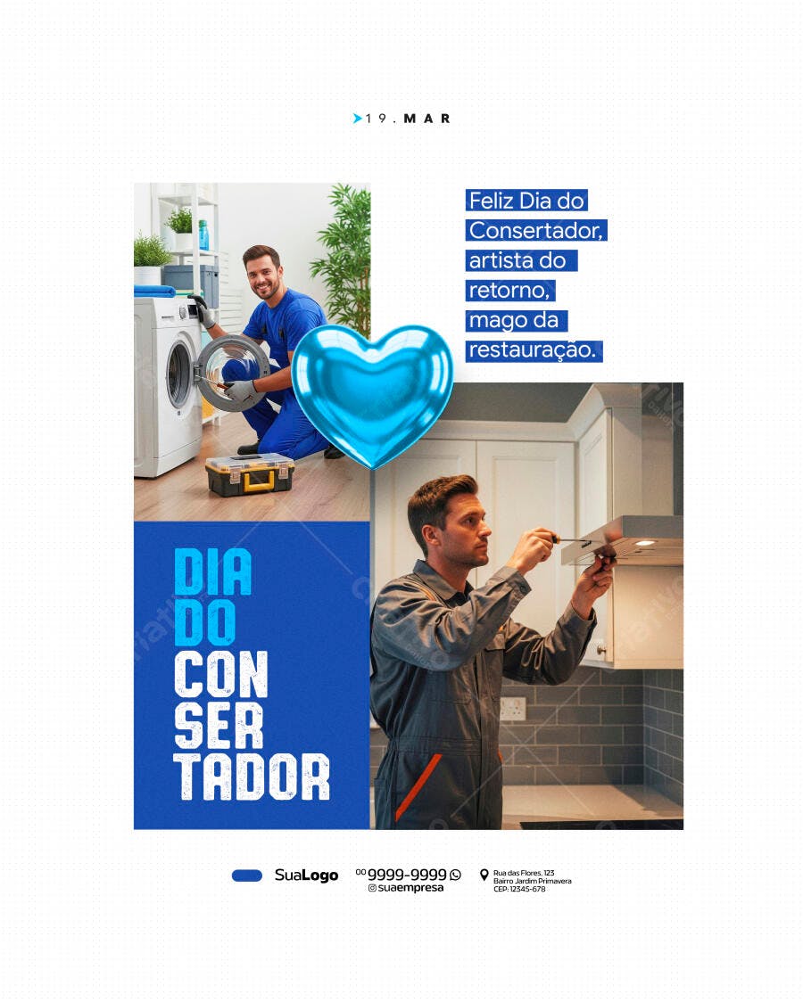 Post Instagram Dia do Consertador 19 de Março PSD Editável