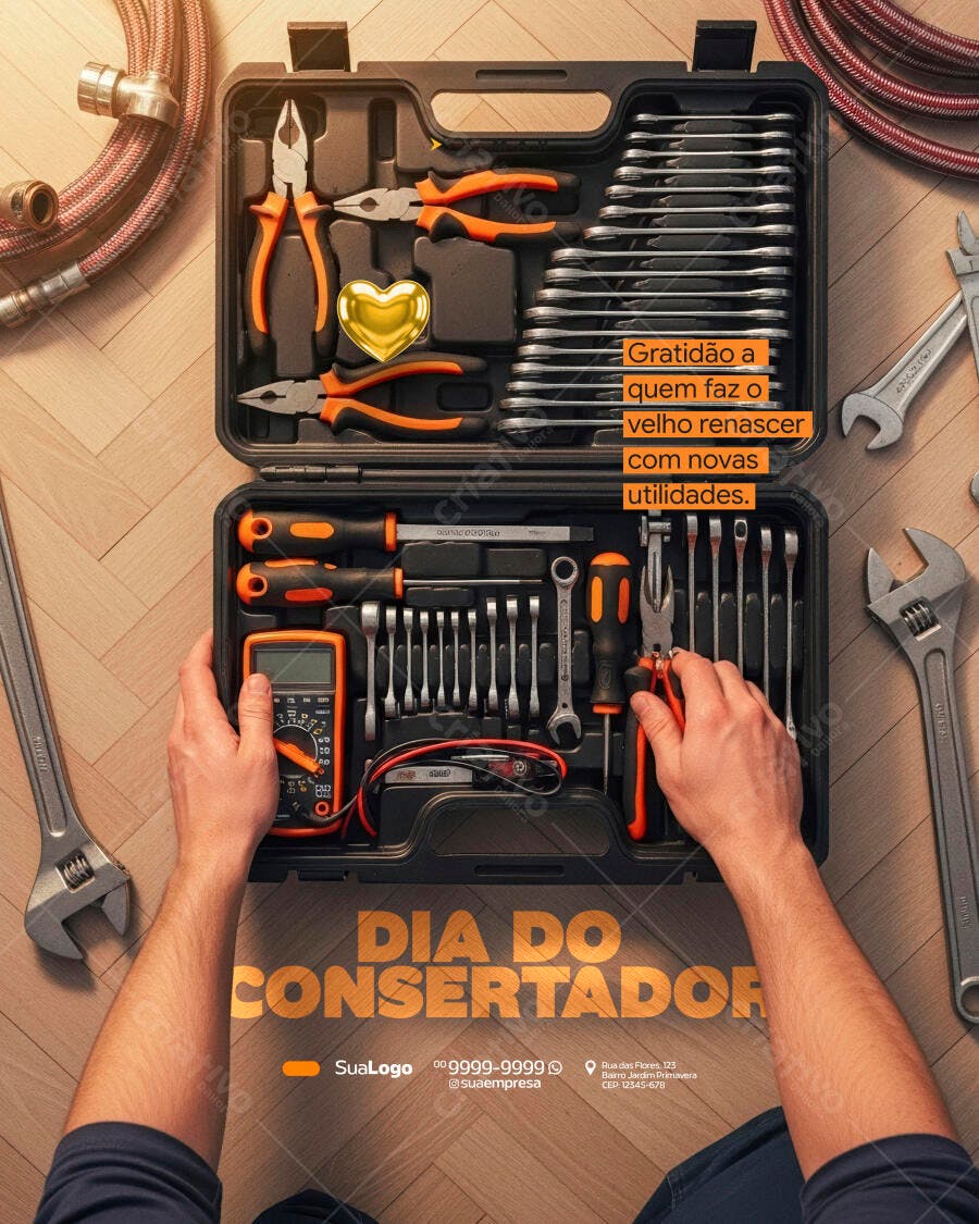 Post Instagram Dia do Consertador Ferramentas PSD Editável