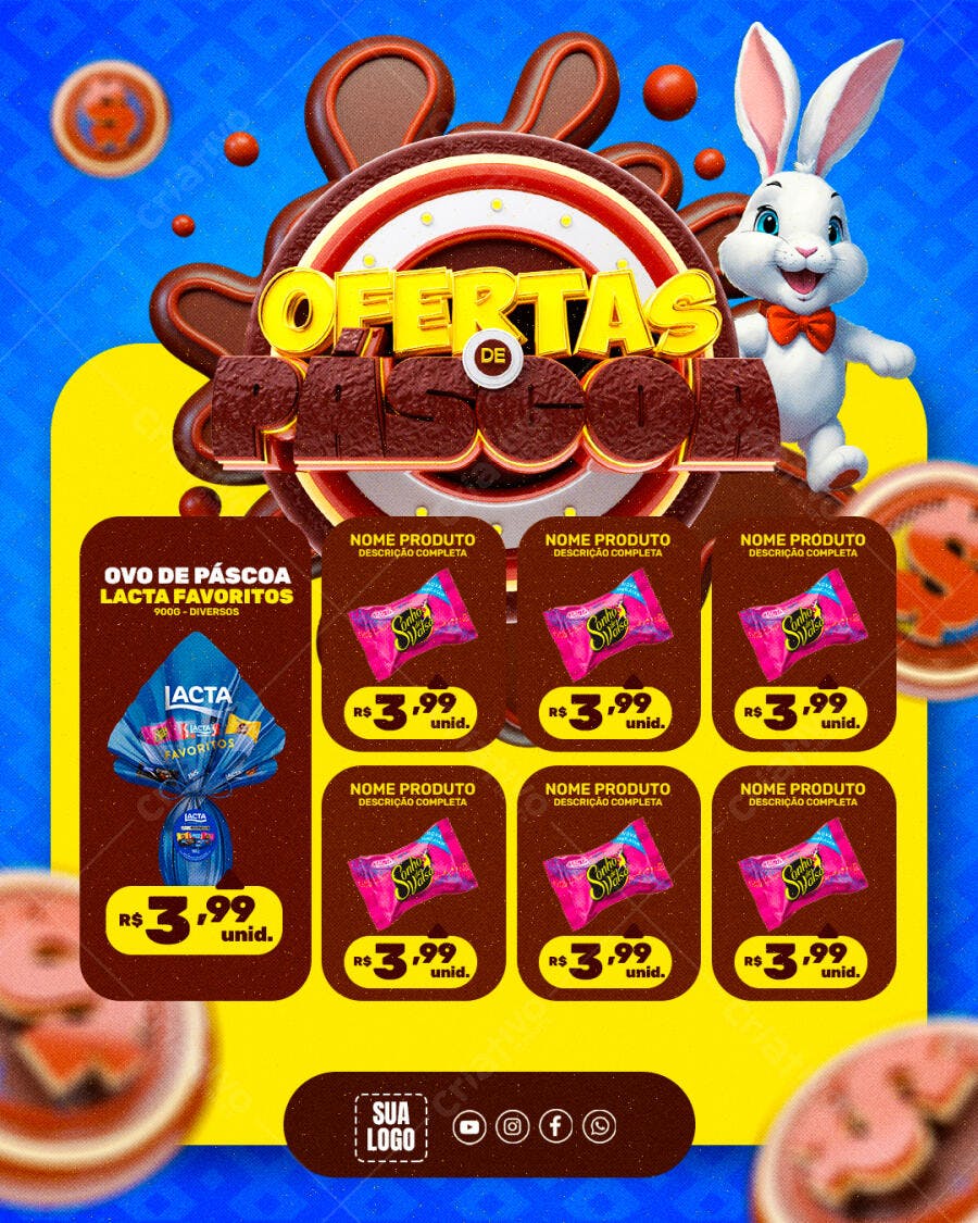 Post Páscoa Ofertas Ovos de Chocolate PSD Editável