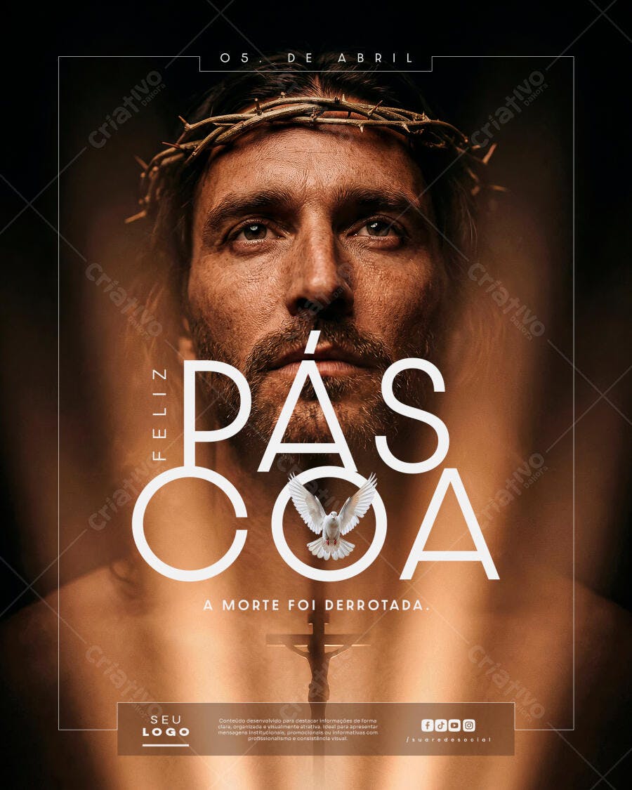 Post Instagram Páscoa Cristã Igreja PSD Editável