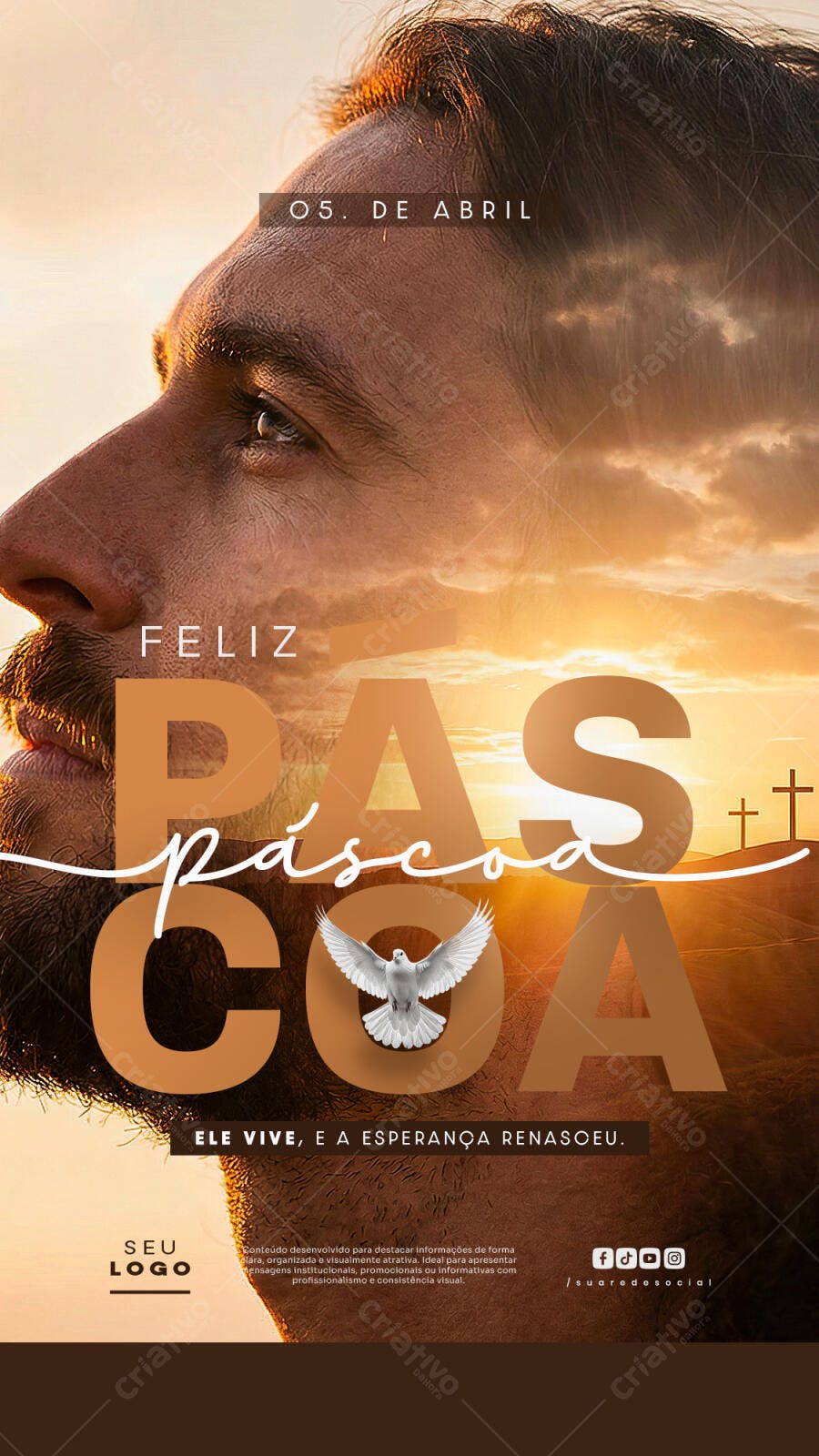 Story Instagram Páscoa Cristã Religiosa PSD Editável