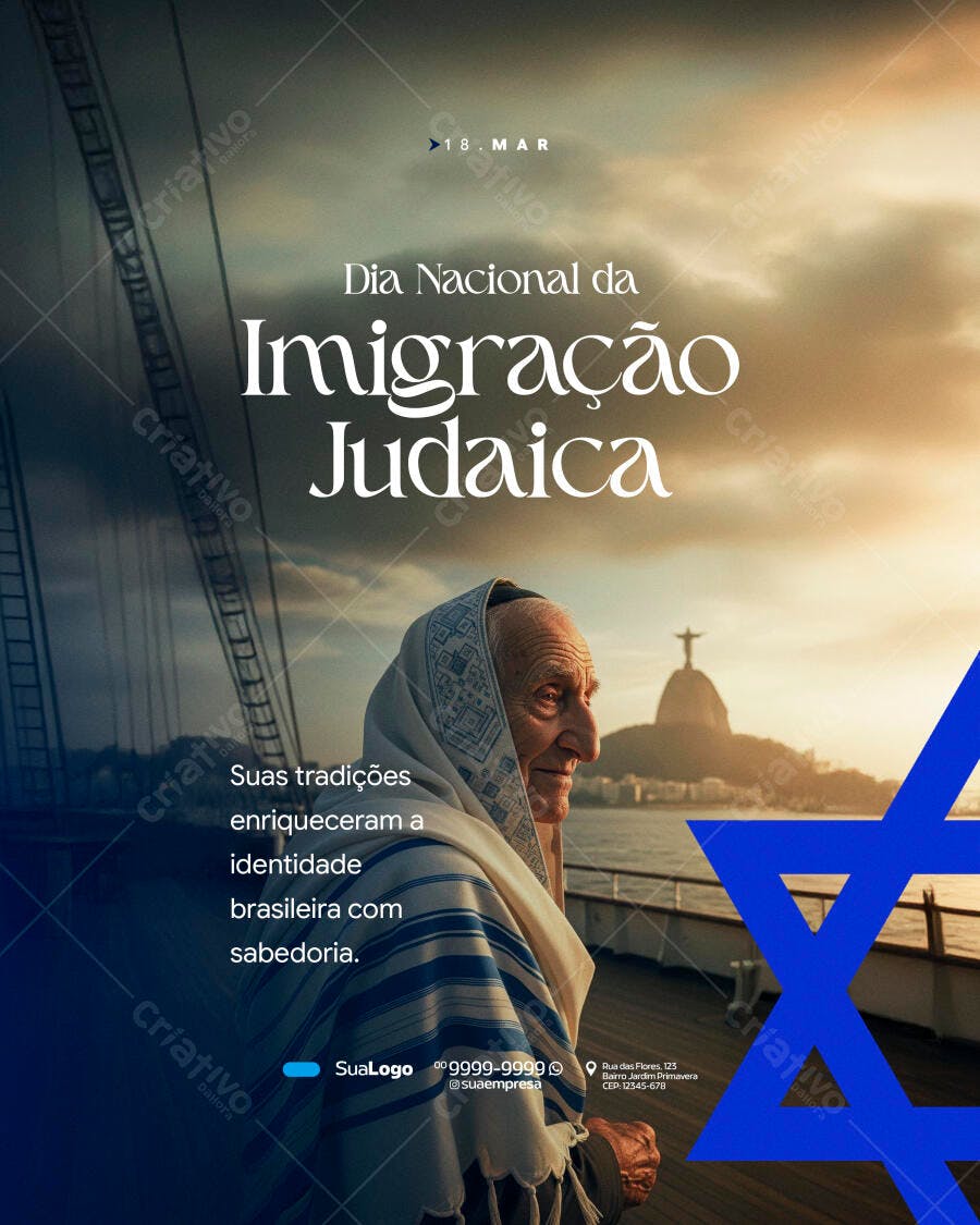 Post Dia Nacional Imigração Judaica 18 Março PSD Editável