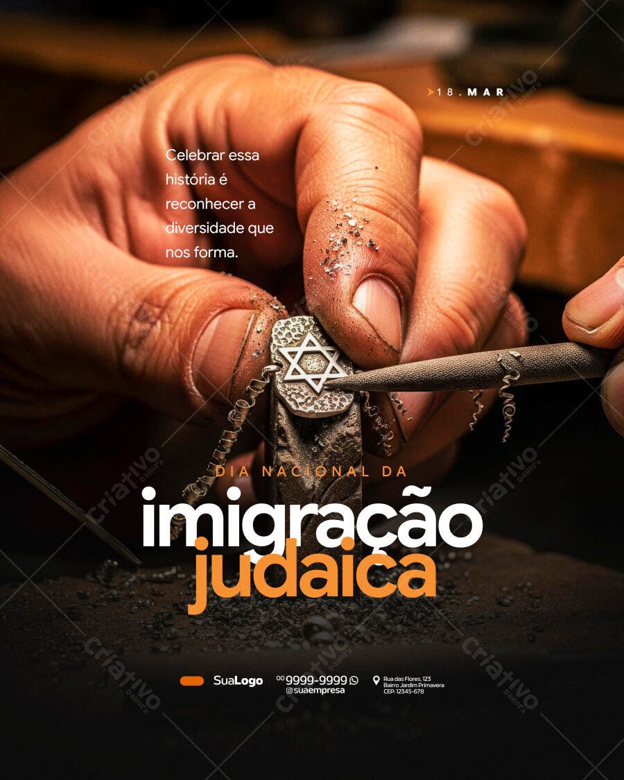 Post Instagram Dia Nacional Imigração Judaica PSD Editável