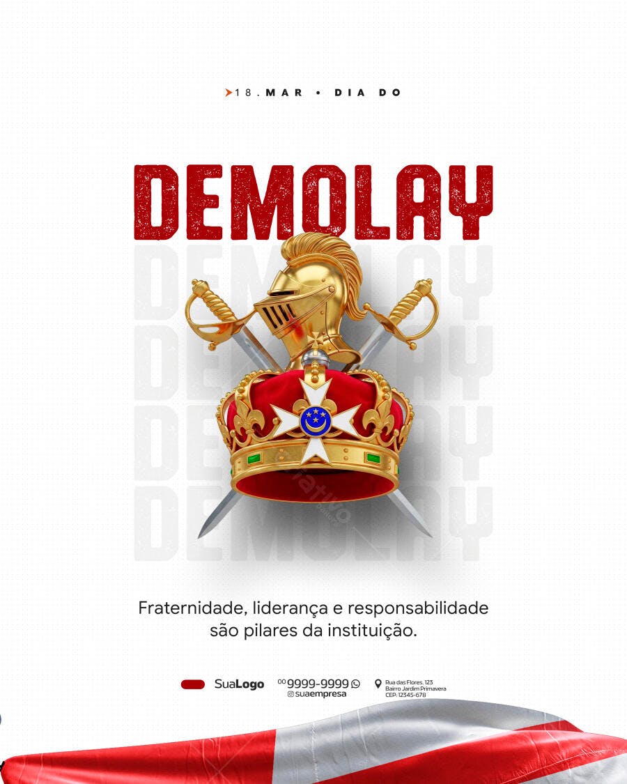 Post Instagram Dia do DeMolay 18 de Março PSD Editável