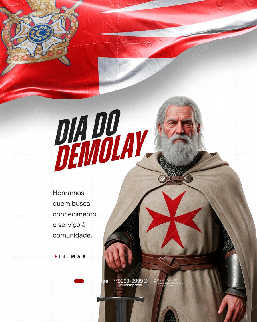 Post Instagram Dia do DeMolay 18 de Março PSD Editável