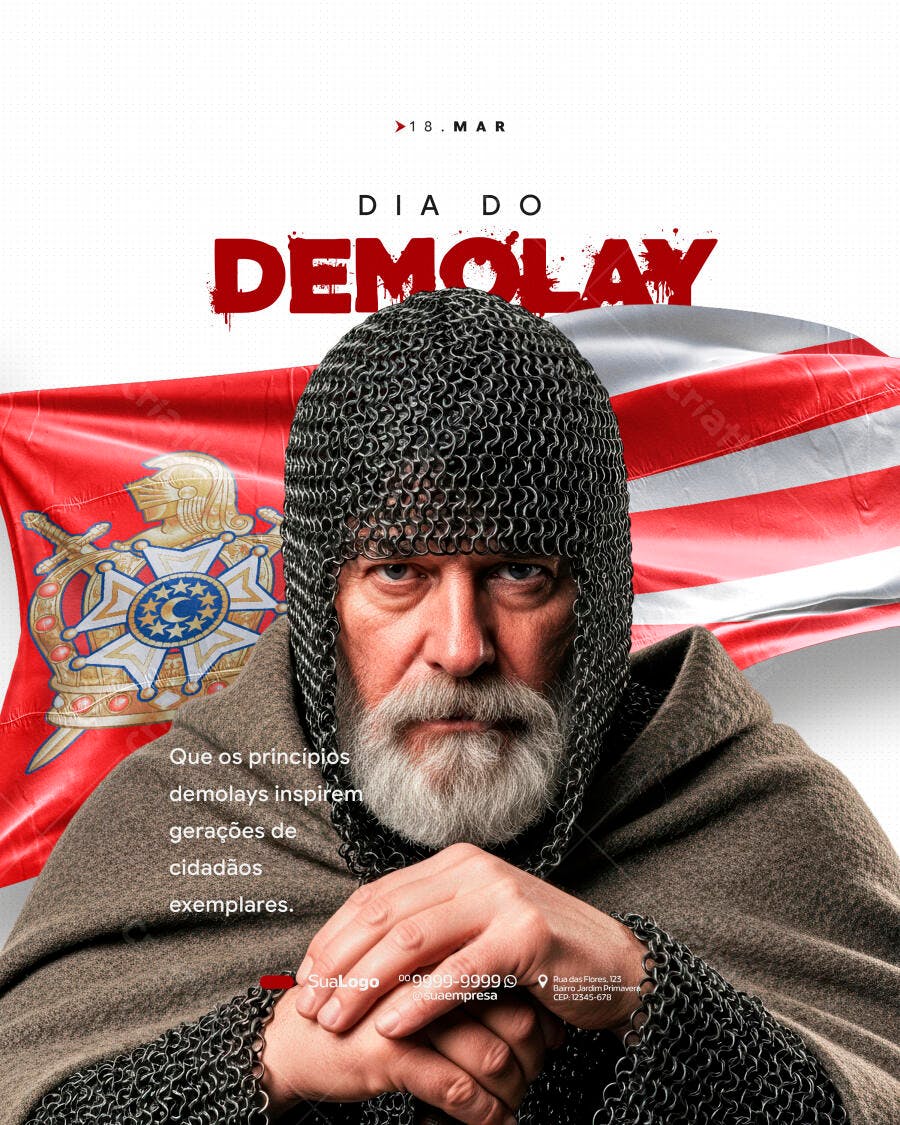 Post Instagram Dia do DeMolay 18 de Março PSD Editável