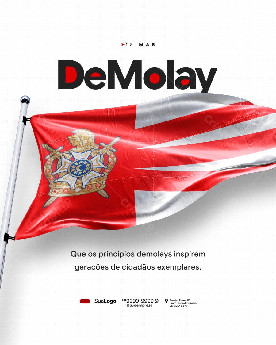 Post Instagram Dia DeMolay 18 de Março PSD Editável