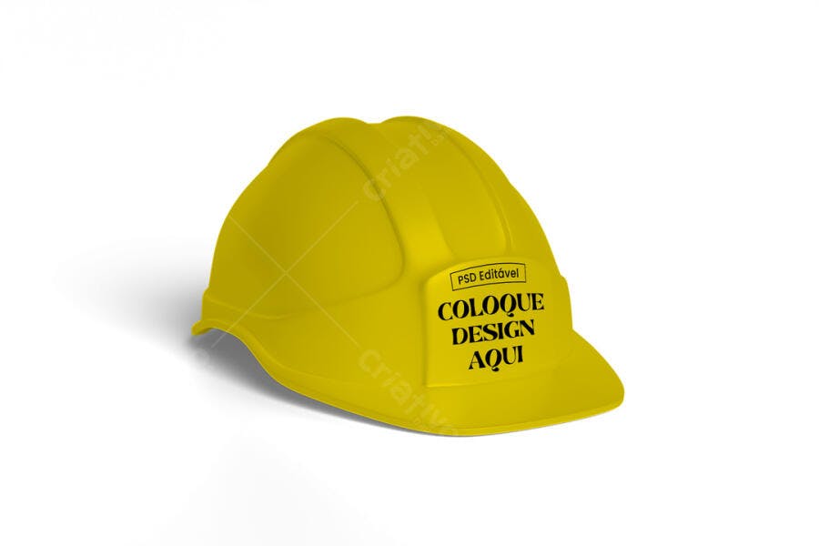 Mockup Capacete de Segurança Amarelo Frontal Editável