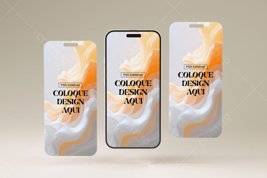 Mockup Celular Smartphone Vertical Flutuante Editável