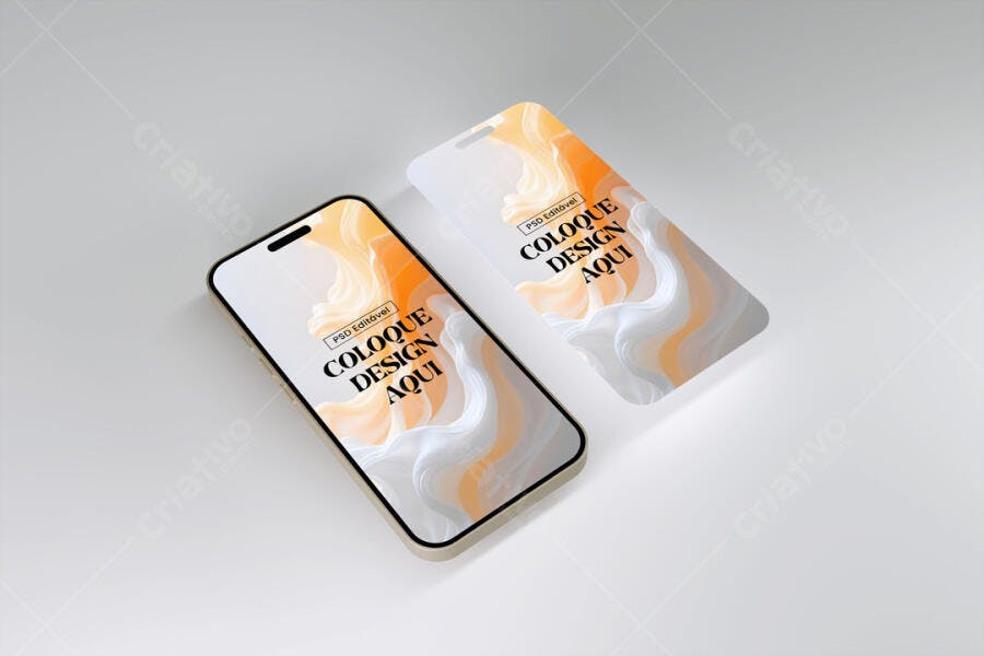 Mockup Smartphone Moderno Tela Branca Fundo Claro Editável