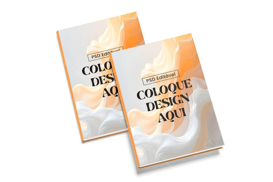 Mockup Livro Capa Dura Frontal Fundo Branco Editável
