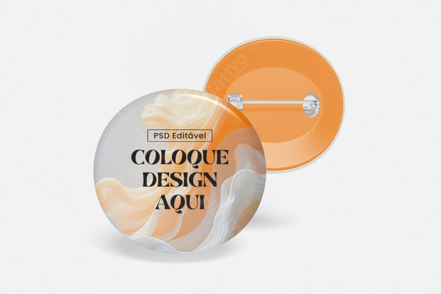 Mockup Botton Pin Redondo Frontal e Verso Editável