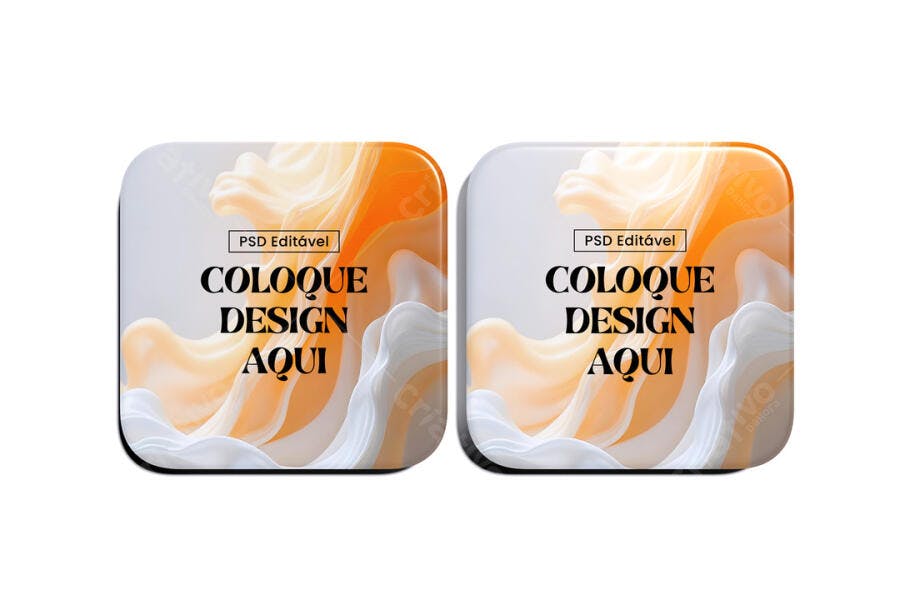 Mockup Realista Porta Copos Quadrado Fundo Branco Editável