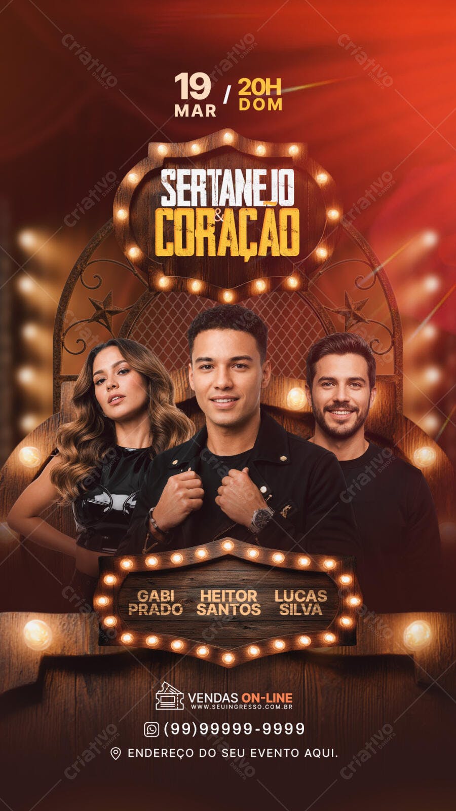 Story Instagram Sertanejo e Coração Março PSD Editável