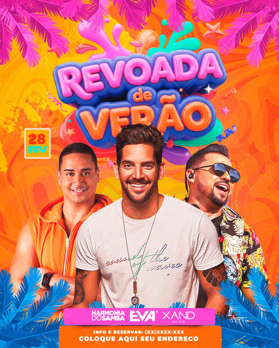 Flyer Revoada de Verão Evento Festa PSD Editável
