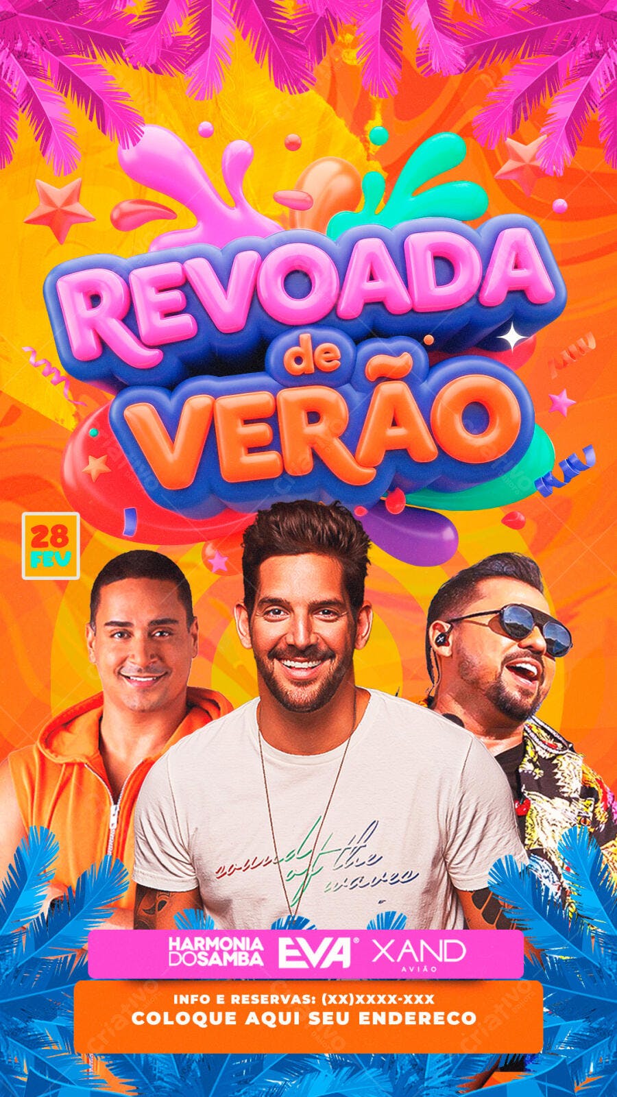 Flyer Pré-Carnaval Revoada de Verão Fevereiro PSD Editável