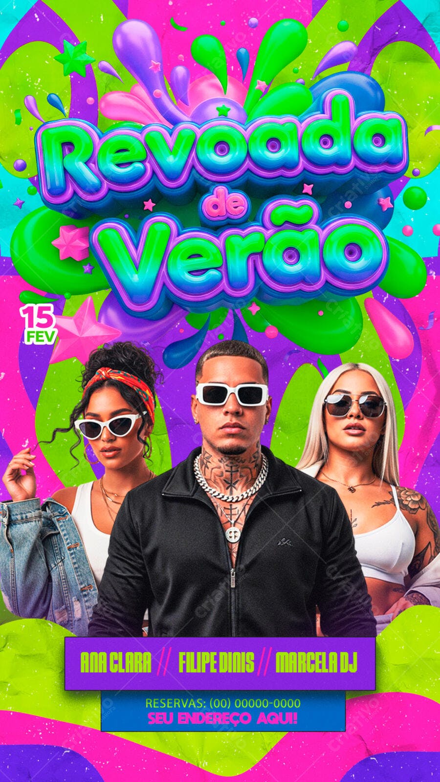 Flyer Revoadas de Verão Fevereiro PSD Editável