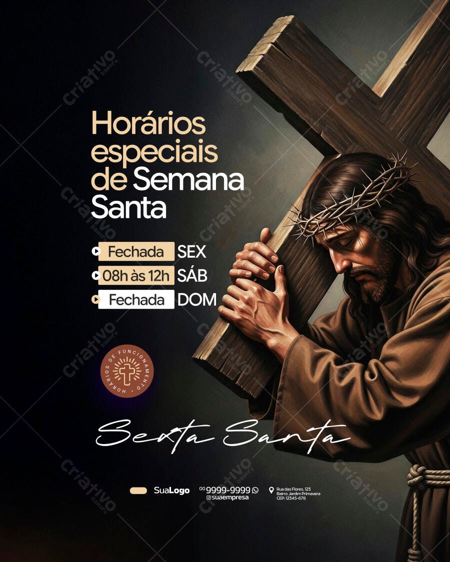 Post Instagram Semana Santa Horários PSD Editável