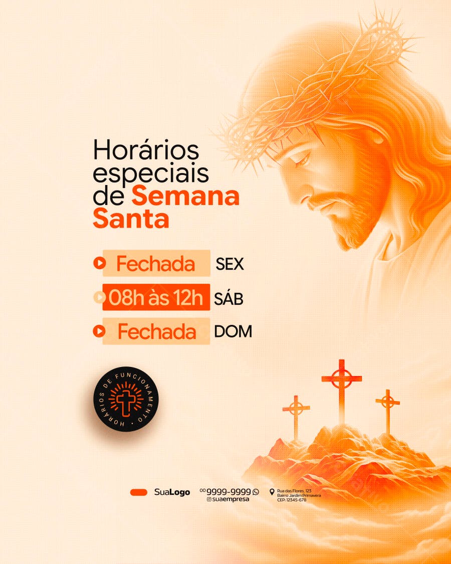 Post Instagram Semana Santa Horários PSD Editável