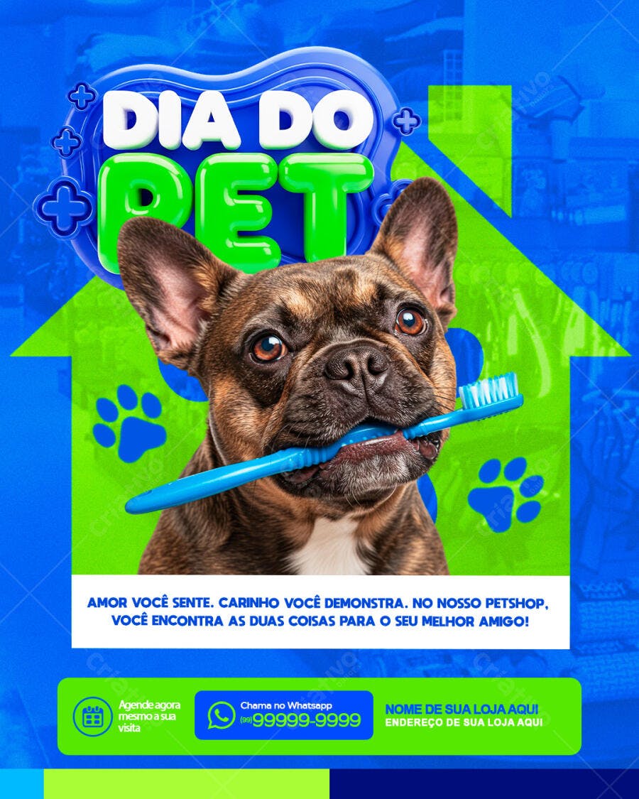 Post Instagram Dia do Pet Pet Shop PSD Editável