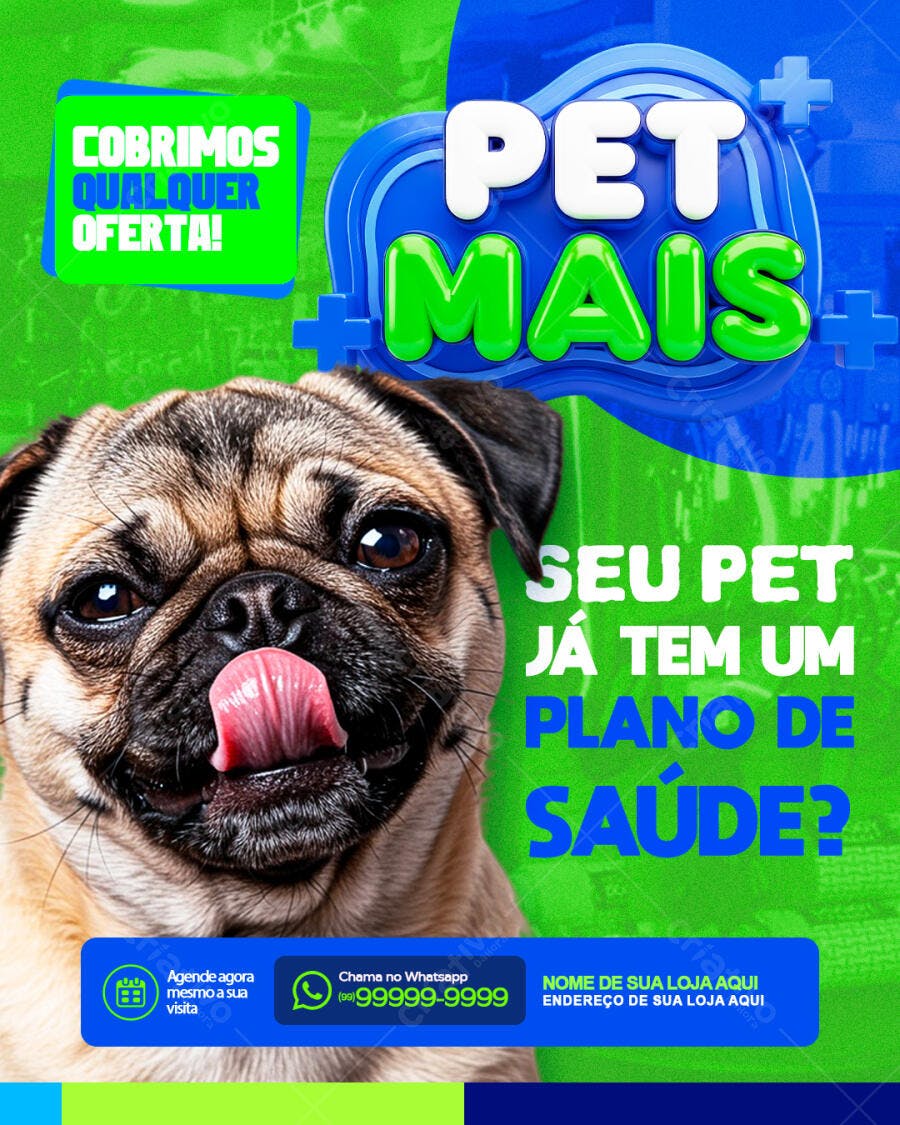 Flyer Pet Shop Plano de Saúde PSD Editável