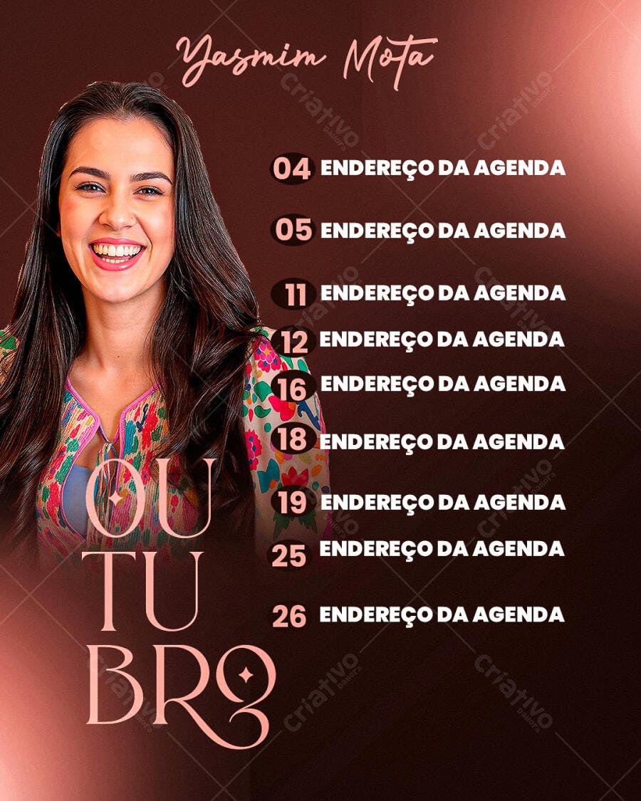 Post Instagram Agenda Outubro Rosa PSD Editável