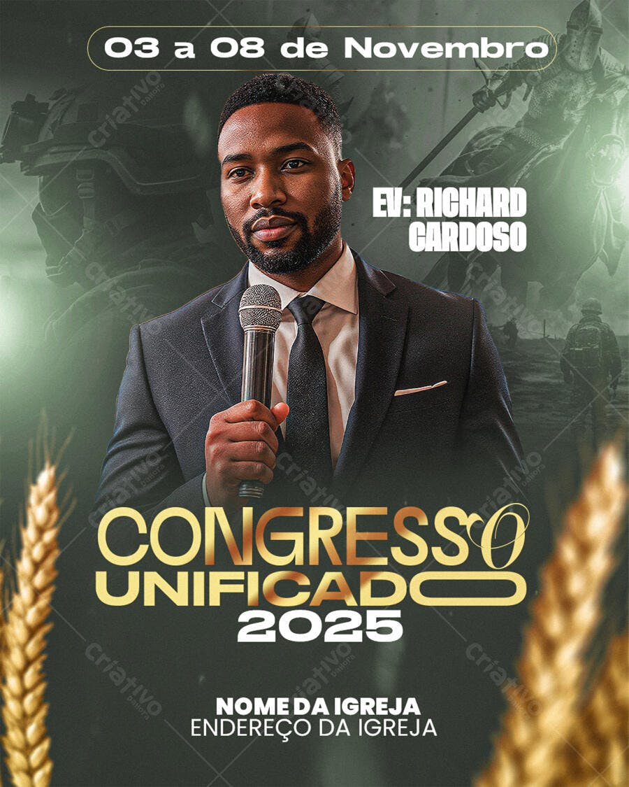 Flyer Congresso Unificado Igreja Novembro PSD Editável
