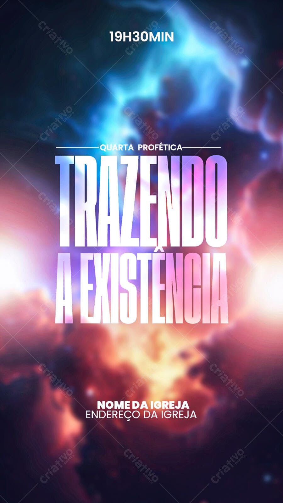Story Instagram Igreja Culto Quarta Profética PSD Editável