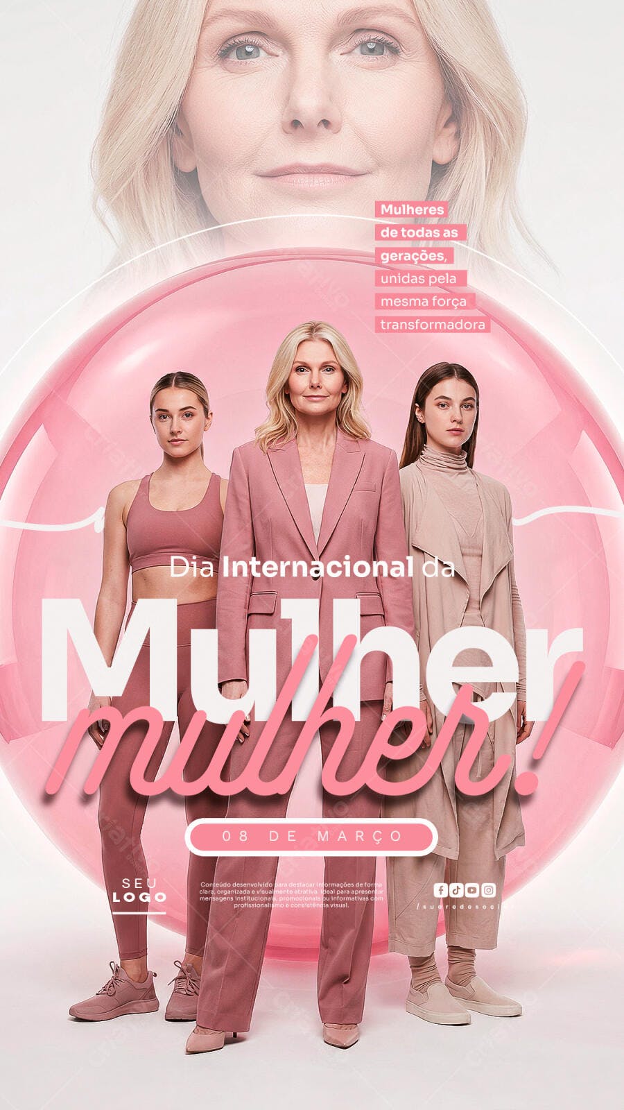 Story Dia Internacional da Mulher 8 de Março PSD Editável
