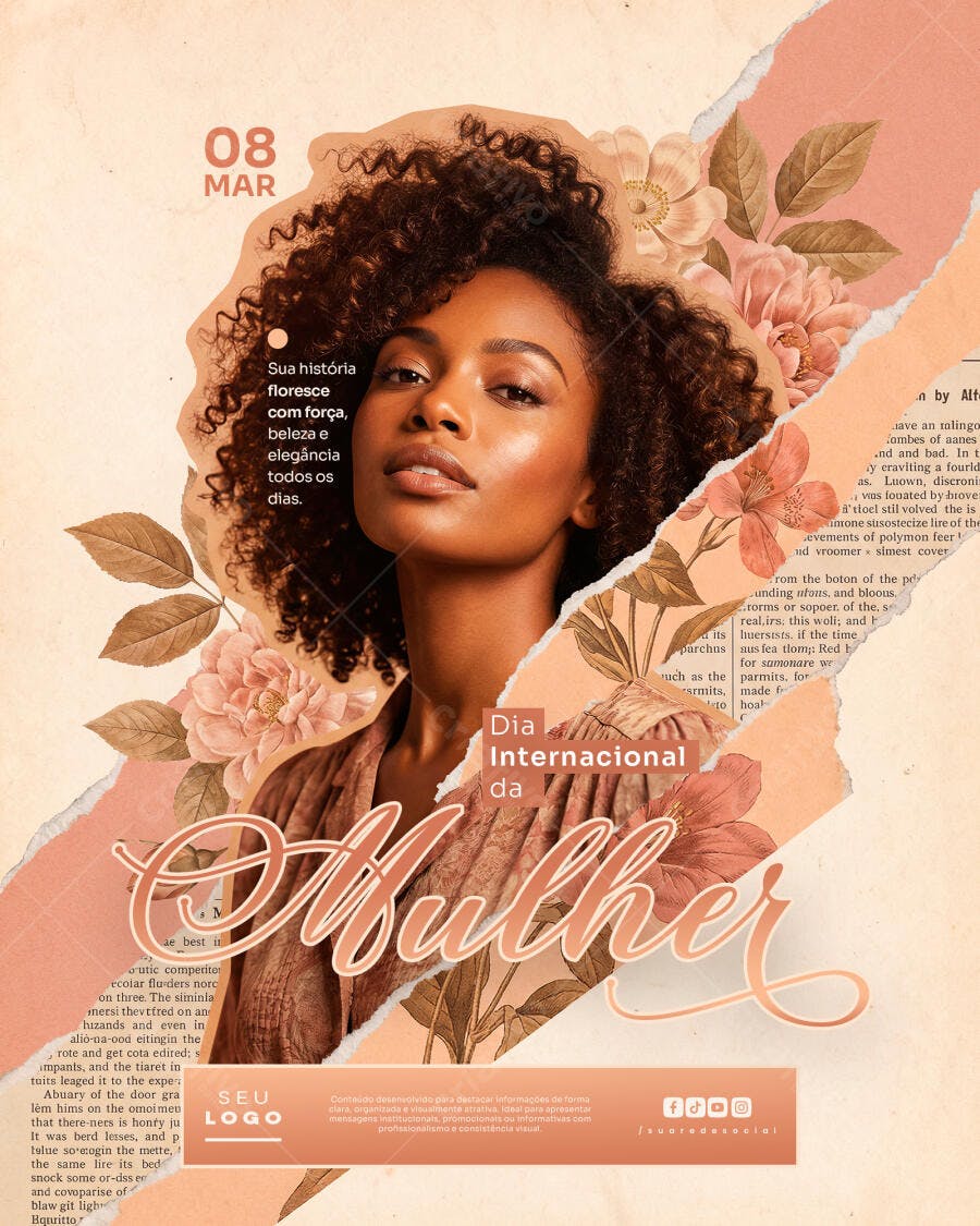 Post Dia Internacional da Mulher 8 de Março PSD Editável