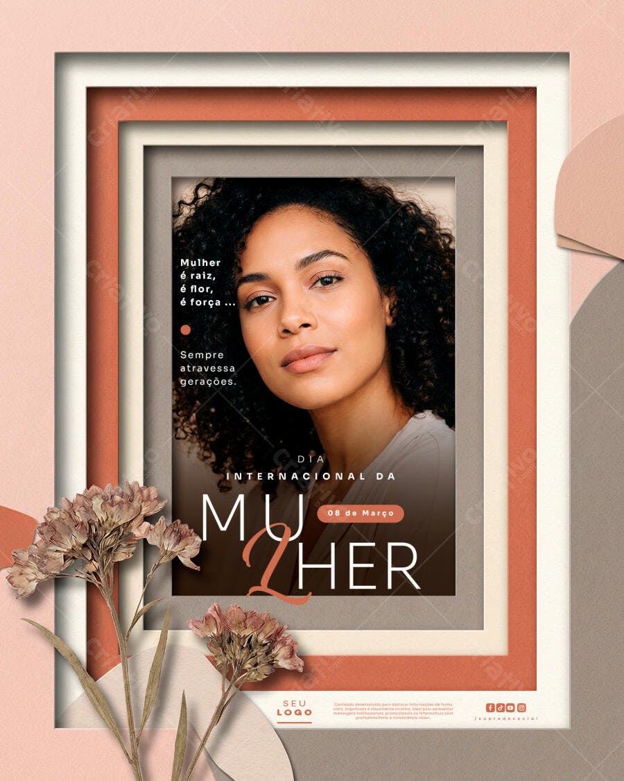 Post Instagram Dia Internacional da Mulher 8 de Março PSD Editável