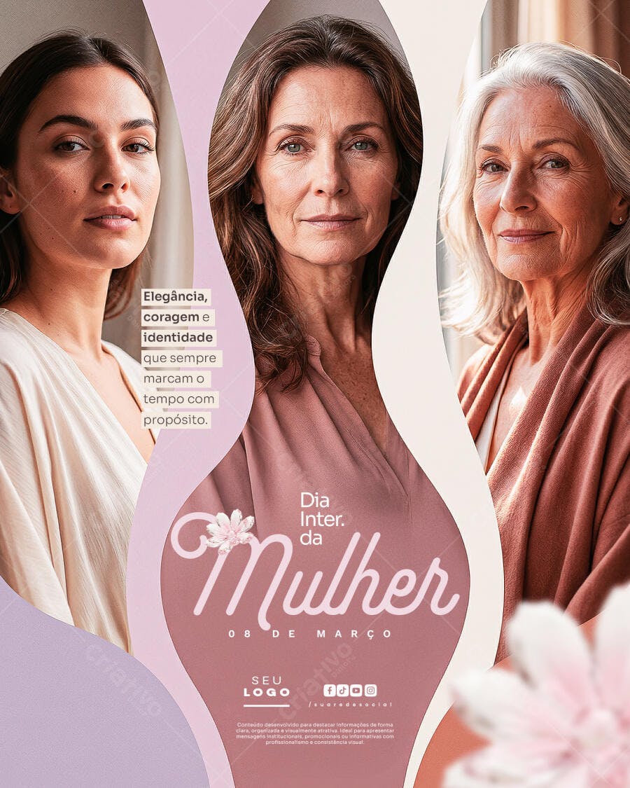 Post Instagram Dia Internacional da Mulher 8 de Março PSD Editável