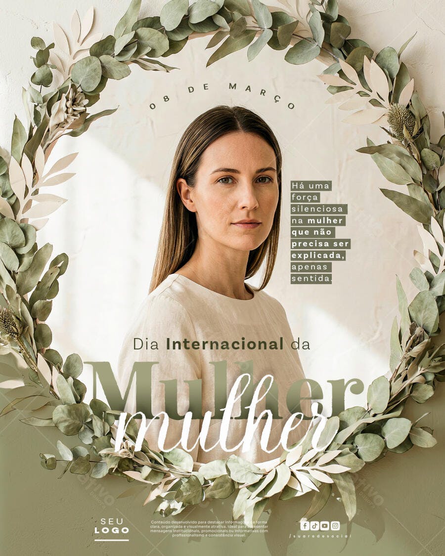 Post Instagram Dia Internacional da Mulher 8 de Março PSD Editável