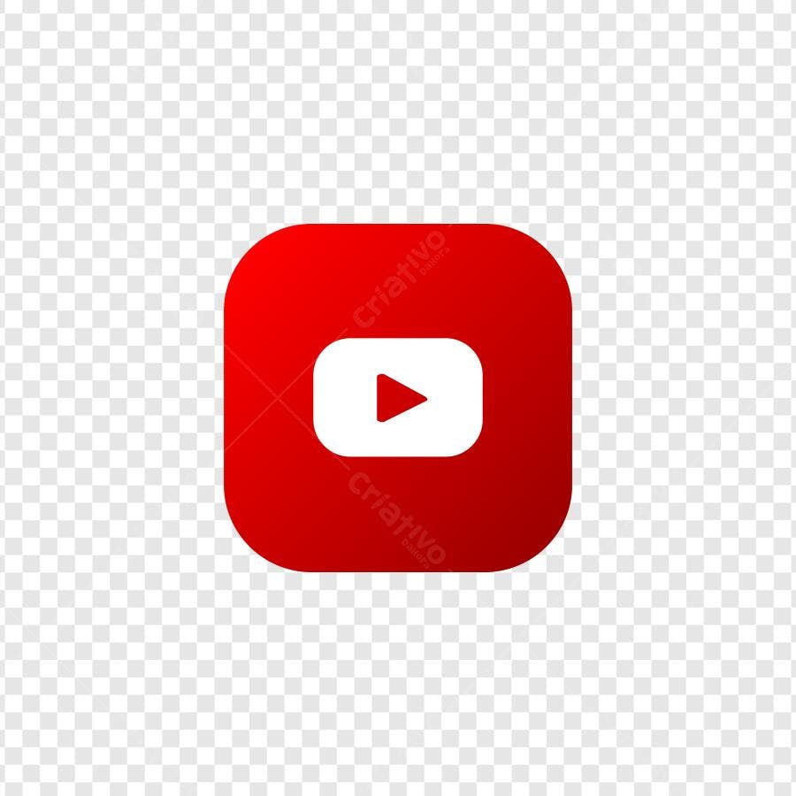Ícone YouTube Vermelho Botão Play PNG Fundo Transparente