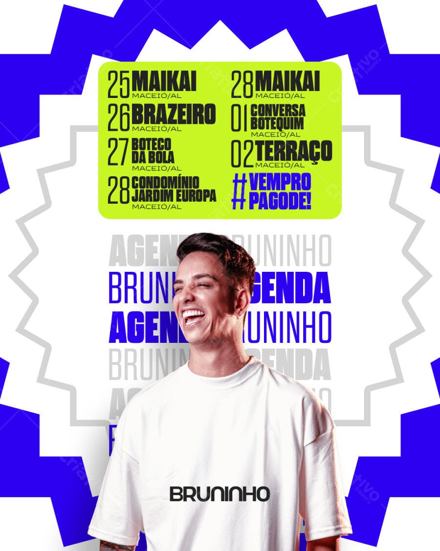 Post Instagram Agenda Show Pagode PSD Editável