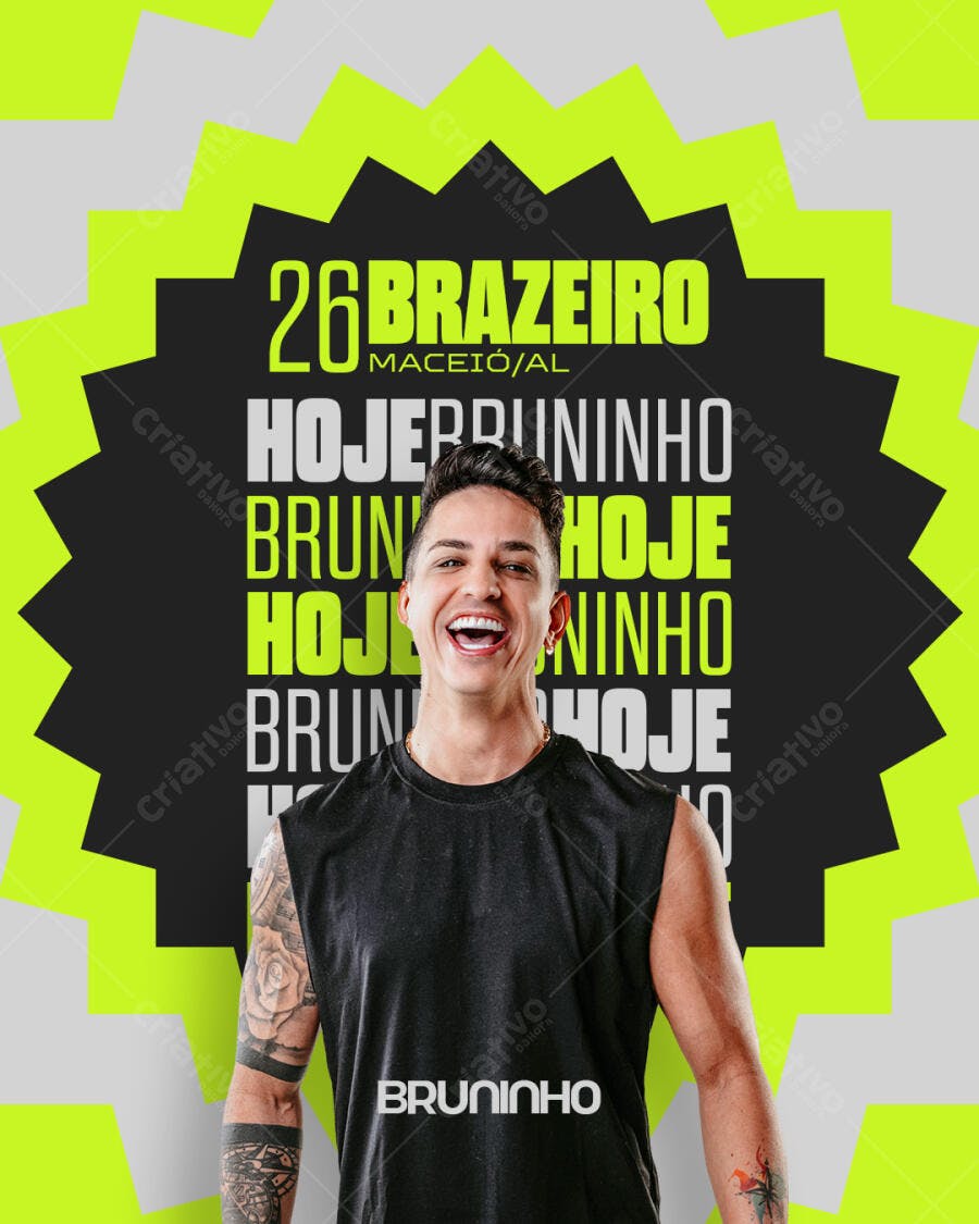 Post Instagram Show Bruninho 26 Brazeiro PSD Editável