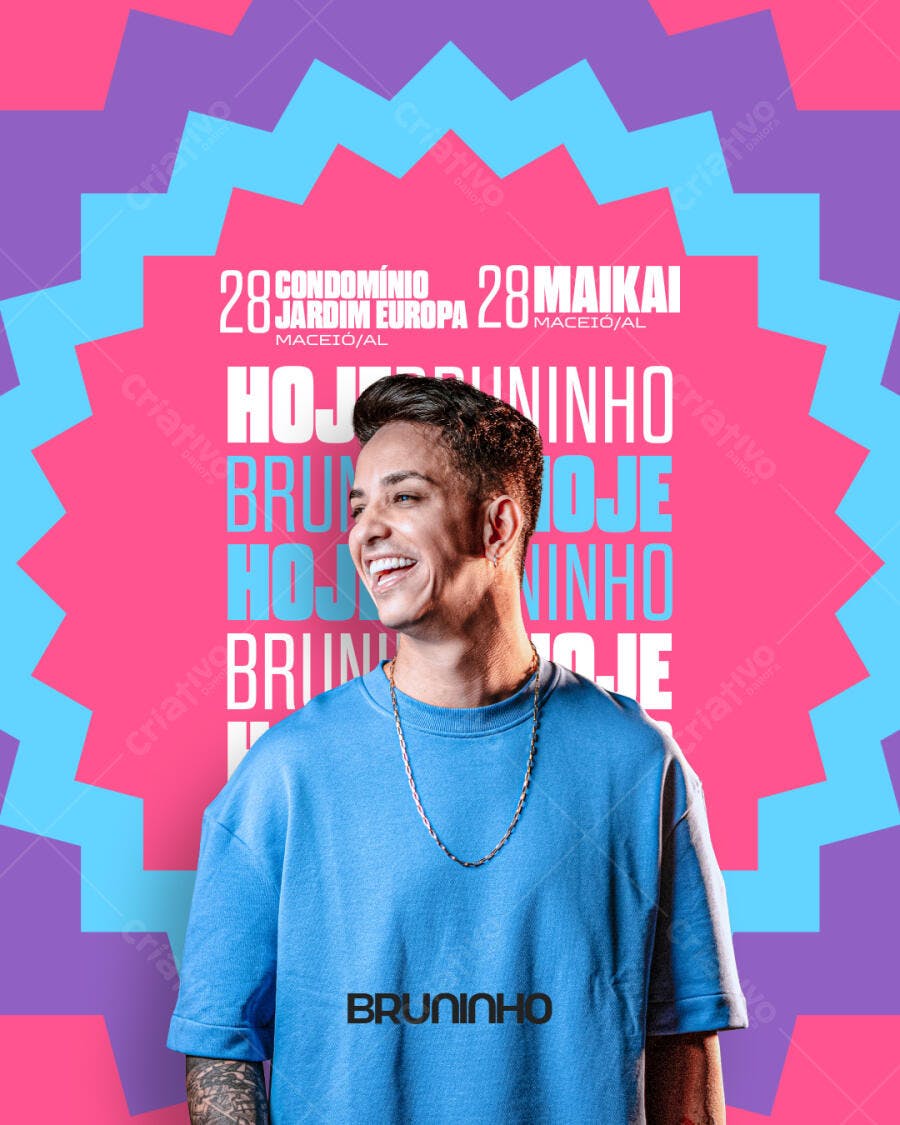 Post Instagram Show Bruninho Evento PSD Editável