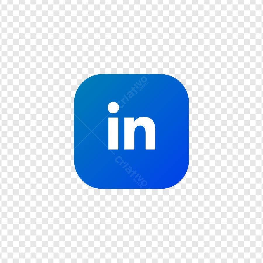 Ícone LinkedIn Azul Gradiente PNG Fundo Transparente