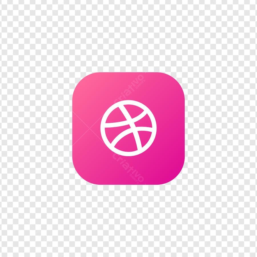 Ícone Dribbble Flat Design Rosa PNG Fundo Transparente